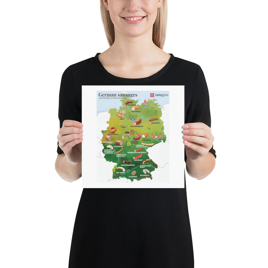 German Sausages Map Poster (in)