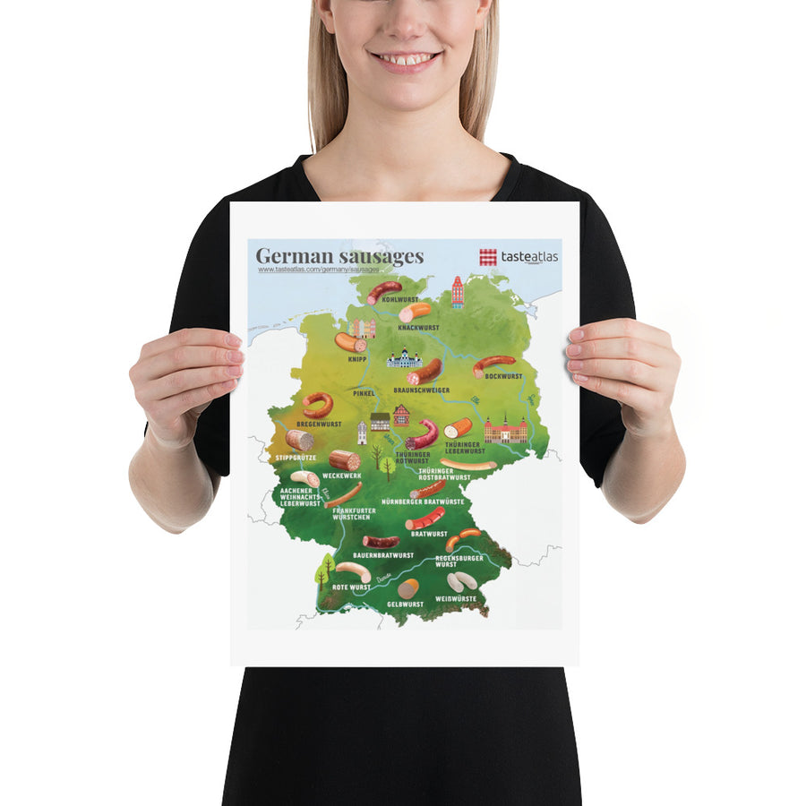 German Sausages Map Poster (in)