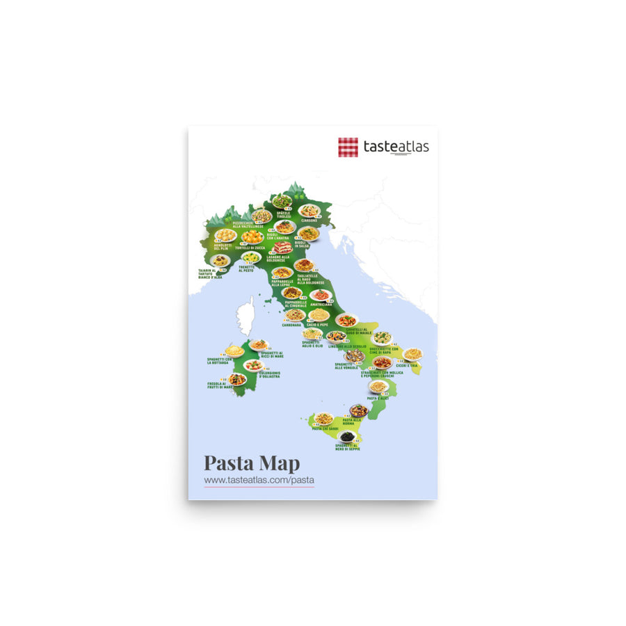 Italy Pasta Map Poster (in)