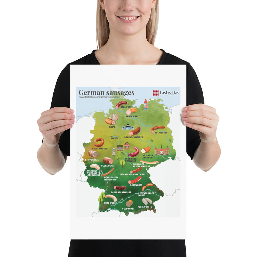 German Sausages Map Poster (in)