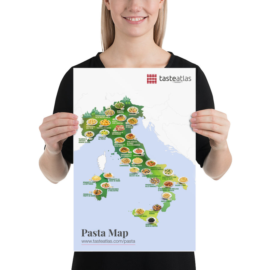 Italy Pasta Map Poster (in)