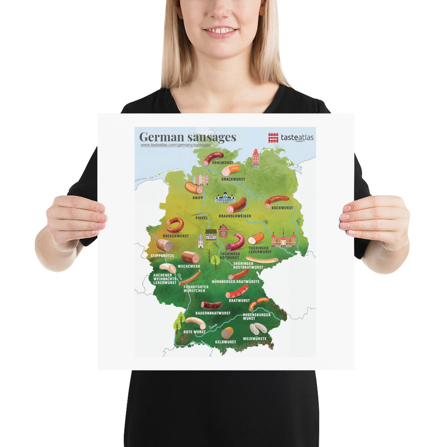 German Sausages Map Poster (in)