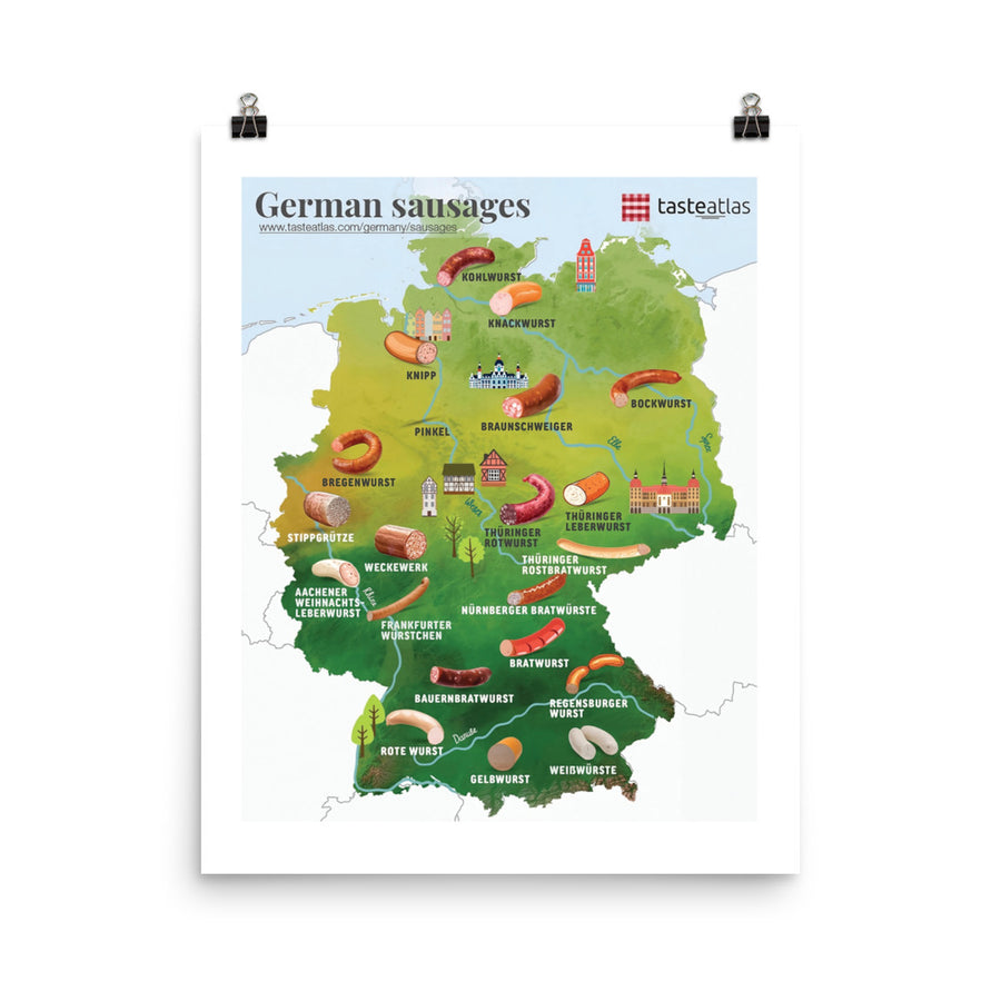 German Sausages Map Poster (in)