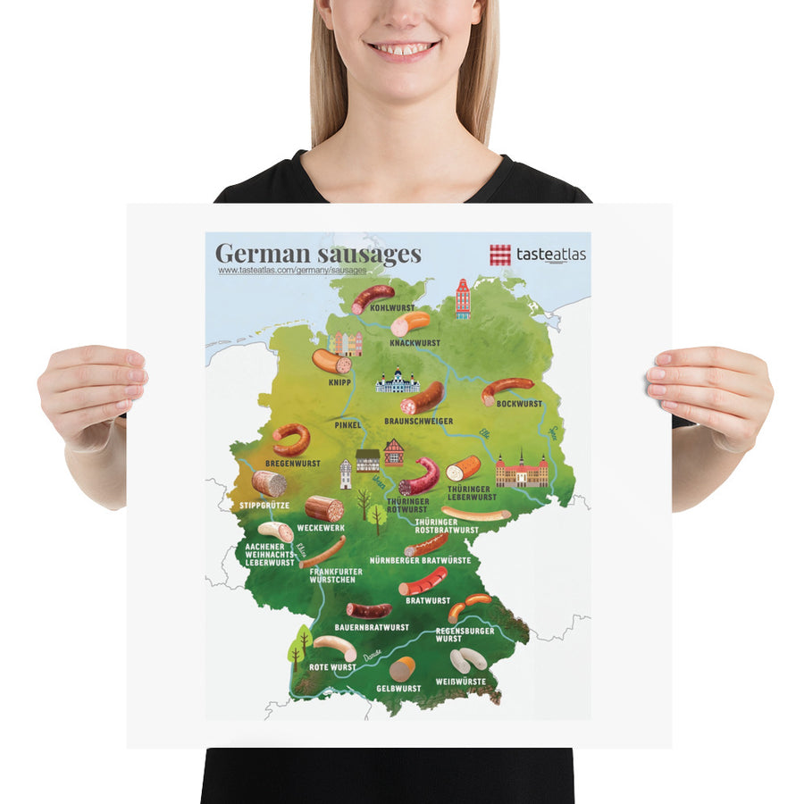 German Sausages Map Poster (in)