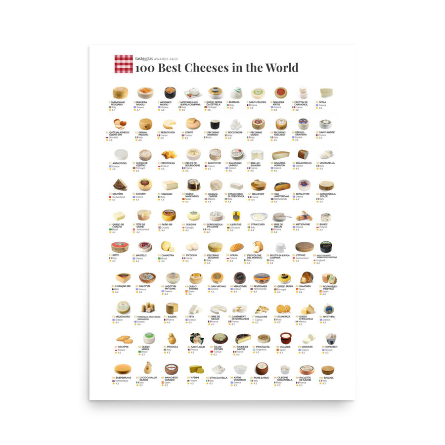 100 Best Cheeses in the World Poster (IN)