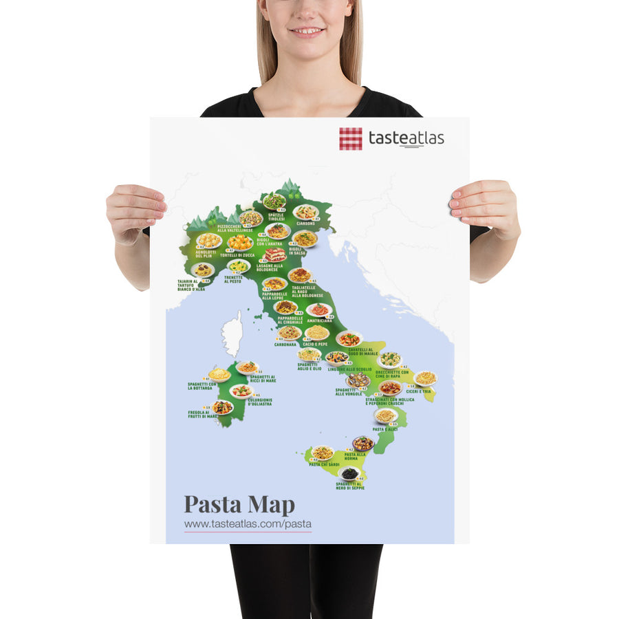 Italy Pasta Map Poster (in)