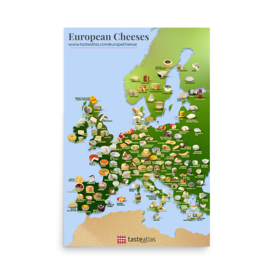 European Cheese Map Poster (in)