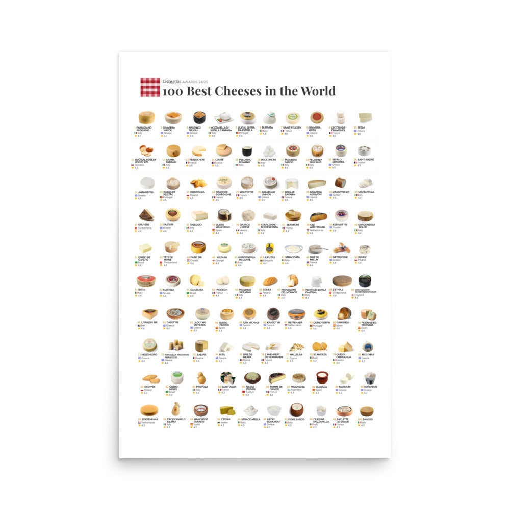 100 Best Cheeses in the World Poster (IN) – TasteAtlas