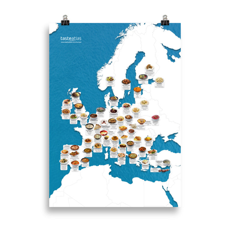 European Iconic Dishes Map Poster (in)