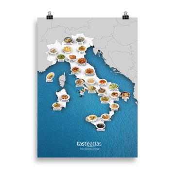 Italy Pasta Map Poster (in)