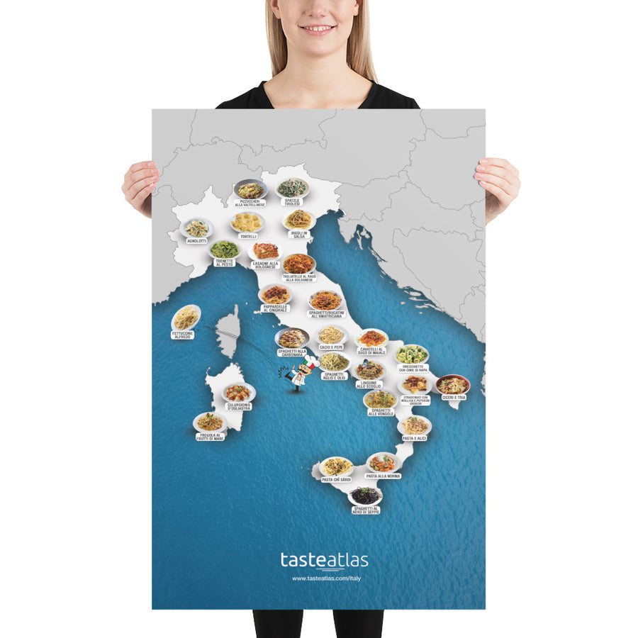 Italy Pasta Map Poster (in)